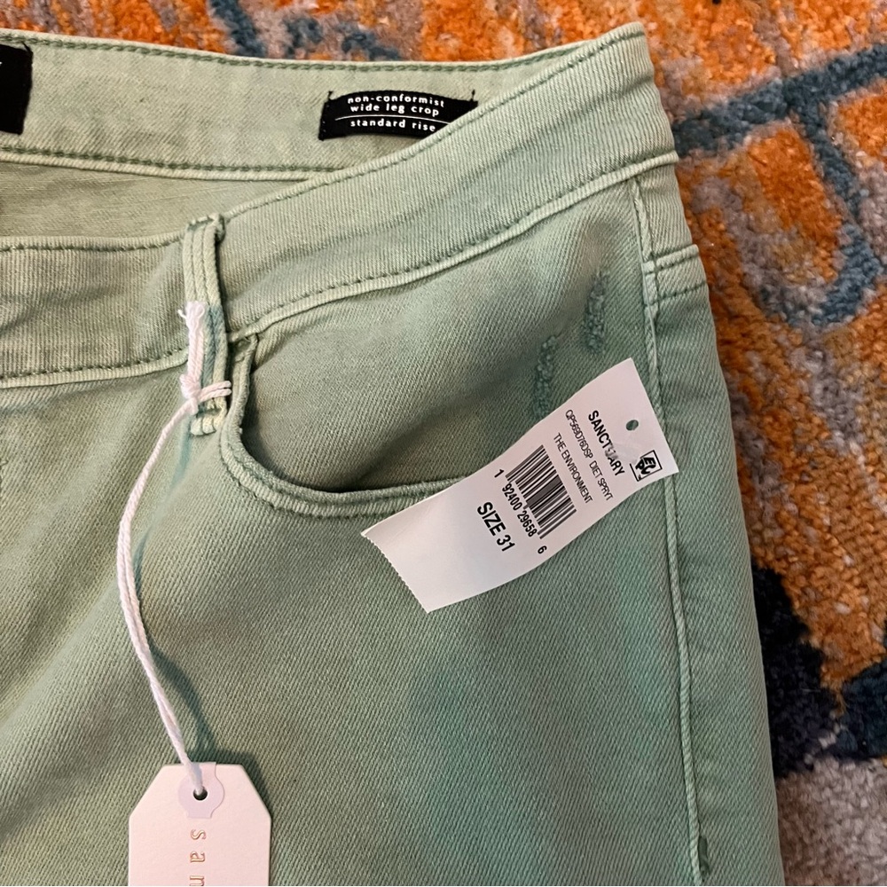 NWT Sanctuary Nonconformist Button Fly Green Jeans - Picture 7 of 12